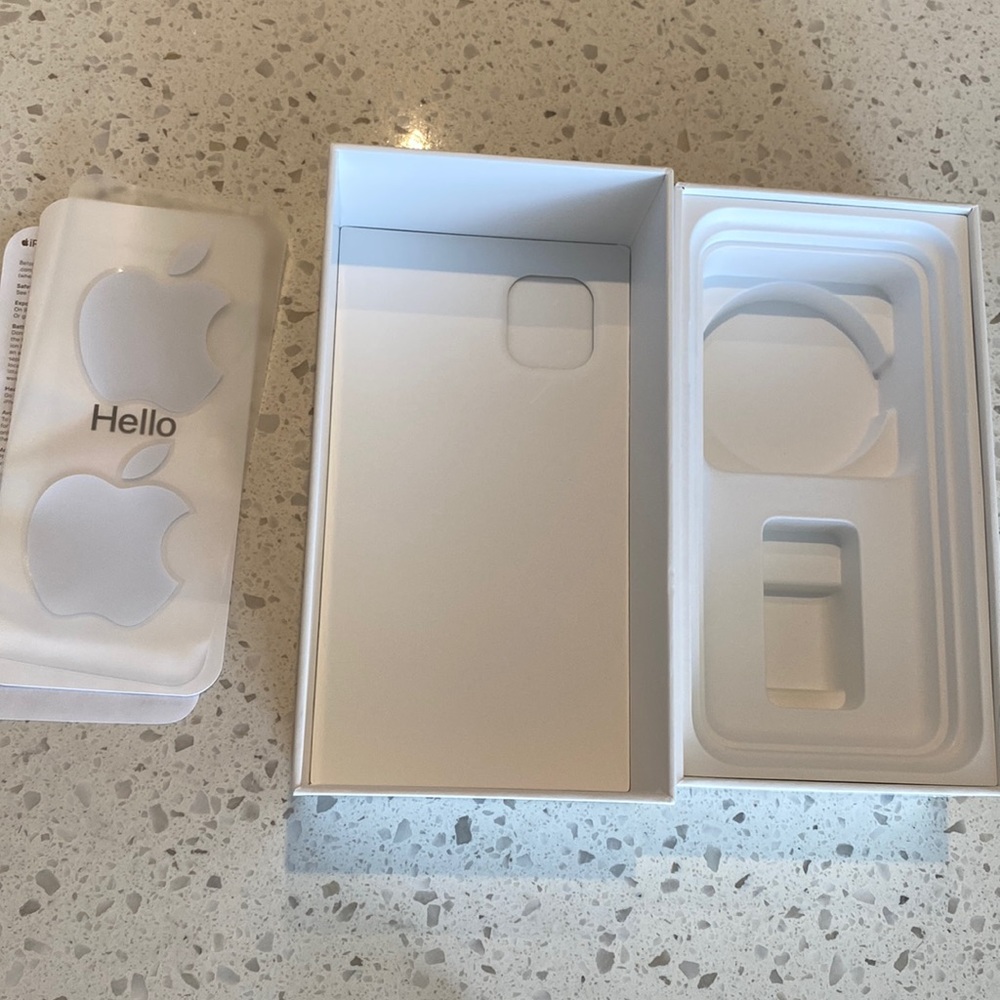 I phone 11 box and apple sticker